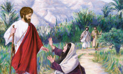 Salome bittet Jesus um einen besonderen Gefallen für ihre Söhne Jakobus und Johannes