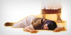Ananias tombe par terre et meure