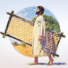 אדם שנרפא על־ידי ישוע לוקח את האלונקה שלו ומתהלך
