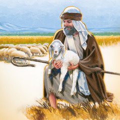 רועה אוחז בכבש שהציל