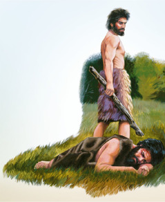 Kain geht von seinem toten Bruder Abel weg