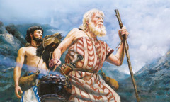 Abraham and Isaac climb a mountain