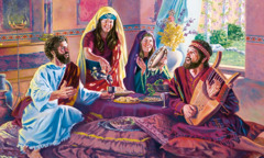 Jezus z Marią, Martą i Łazarzem