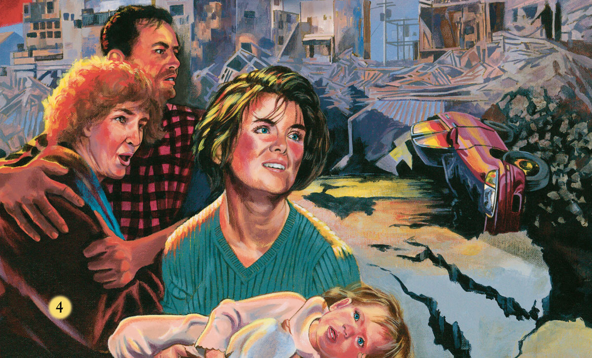 People escape an earthquake