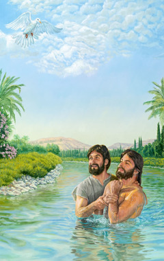 روح الله نازلا مثل حمامة وقت معمودية يسوع مثبتا انه المسيا