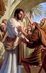 Isus leči dva slepa čoveka.