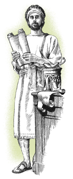 The apostle John holding a scroll.