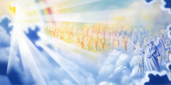 فرشتگان در آسمان در حضور خدا جمع شده‌اند و شیطان نیز در بین آنان است