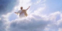 Jezus die naar de hemel opstijgt