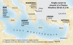 Peta na patuduhon didia inganan ni si Paulus manurathon angka surat 