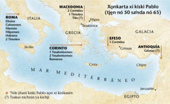 Mapa xi bakó ʼnde jñani kiski Pablo je xo̱n xi kisikasén