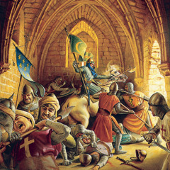 Men fight in a religious war