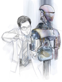 A man creates a robot