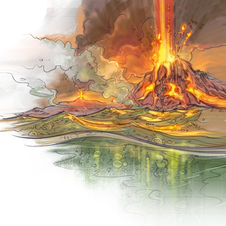 Erupting volcanoes