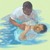 男性がバプテスマを受けている。