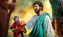 Jezus odwraca się od Piotra