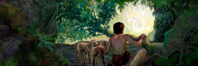 Abel, quando era menino, vendo os querubins perto da entrada do jardin do Éden