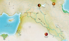 خريطة لأراضي الكتاب المقدس في زمن رجال الايمان،‏ هابيل ونوح وأبرام (‏ابراهيم)‏