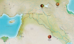 Map of Bible lands related to the lives of faithful Abel, Noah, Abram (Abraham)