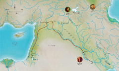 聖書中の忠実な人々と関係のある土地の地図（アベル，ノア，アブラハム）