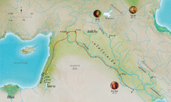 แผนที่แผ่นดินในสมัยคัมภีร์ไบเบิลที่เกี่ยวข้องกับเฮเบล โนอาห์ และอับราฮาม