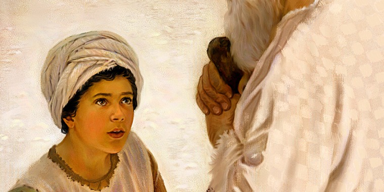 Young Samuel speaking to High Priest Eli