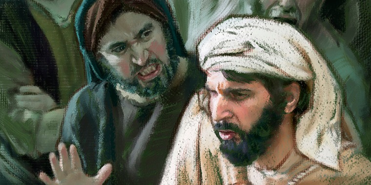 Jeremiah surrounded by an angry crowd