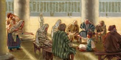 Joseph and Mary find young Jesus at the temple