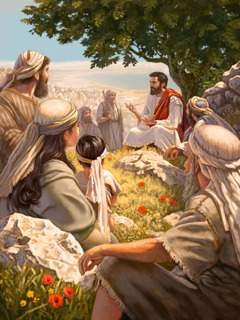 Jesus predigt einer Volksmenge