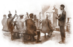Une élection annuelle des anciens par la congrégation dans les années 1920
