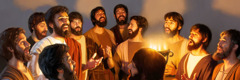 Jesus and his disciples singing praises to God together