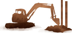 An excavator on a construction site