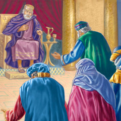 Astrologers bowing down to King Herod