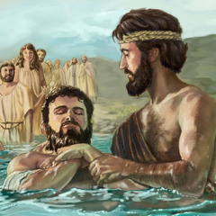 Juden, die ihre Sünden bereuen, kommen zu Johannes, um sich taufen zu lassen