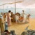 Jezus rozmawia z Piotrem, Andrzejem, Jakubem i Janem na brzegu Jeziora Galilejskiego