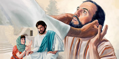 Uma mulher fenícia implora a Jesus; Jesus coloca seus dedos nos ouvidos de um homem surdo