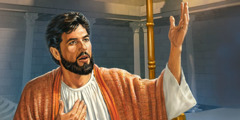 Jesus lehrt bei Nacht im Tempel