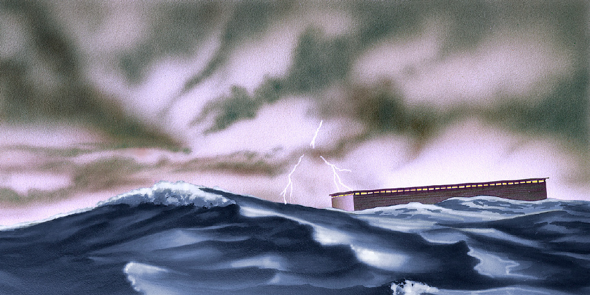 L’arca di Noè galleggia sulle acque