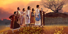 Jésus et ses disciples remarquent que le figuier stérile est desséché