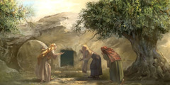 Des femmes sont extrêmement surprises de trouver la tombe de Jésus vide