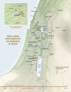 Mapa sa mga lugar diin nagpuyo ug nanudlo si Jesus