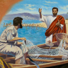 Jesus spricht mit Fischern über Gott