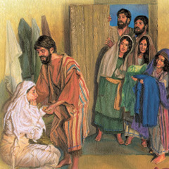 Pedro ressuscita Dorcas na presença de algumas pessoas