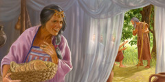 سارة تسمع الملائكة يكلِّمون ابراهيم وهي داخل الخيمة