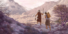 ابراهيم وإسحاق يمشيان الى جبال المريا