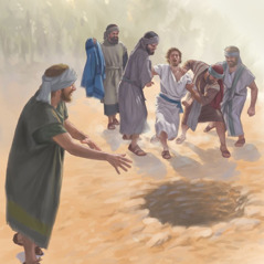 Joseph wird von seinen Brüdern in eine Grube geworfen