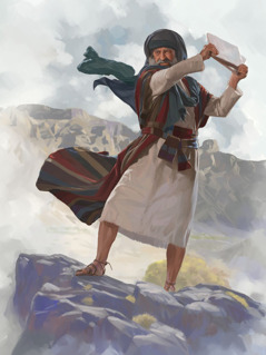 موسی يرمي لوحي الحجر علی الارض