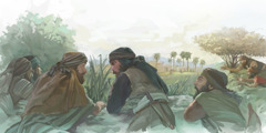 Израилски съгледвачи разучават ханаанската земя