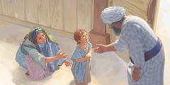 Анна представя малкия Самуил на Илий в светия шатър