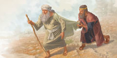 O rei Saul agarra a roupa de Samuel e rasga-a